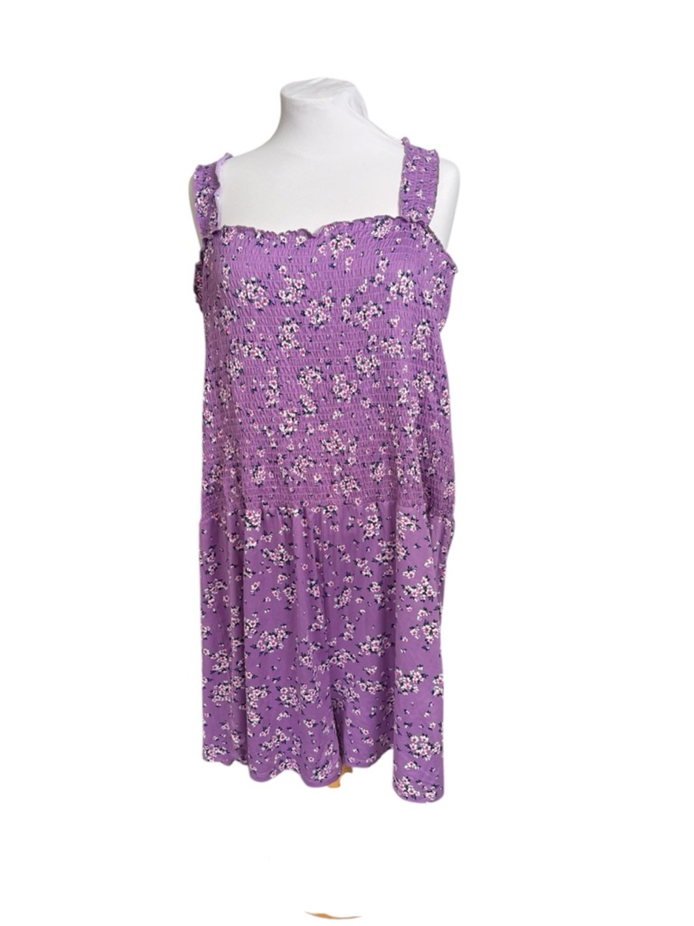 Lily Morgan 3X Purple Floral Romper | Sleeveless Stretch Summer one piece